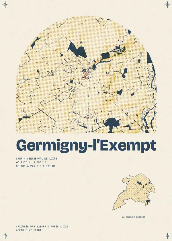 Affiche de Germigny-l'Exempt, calculée par 123-fr d'après l'IGN