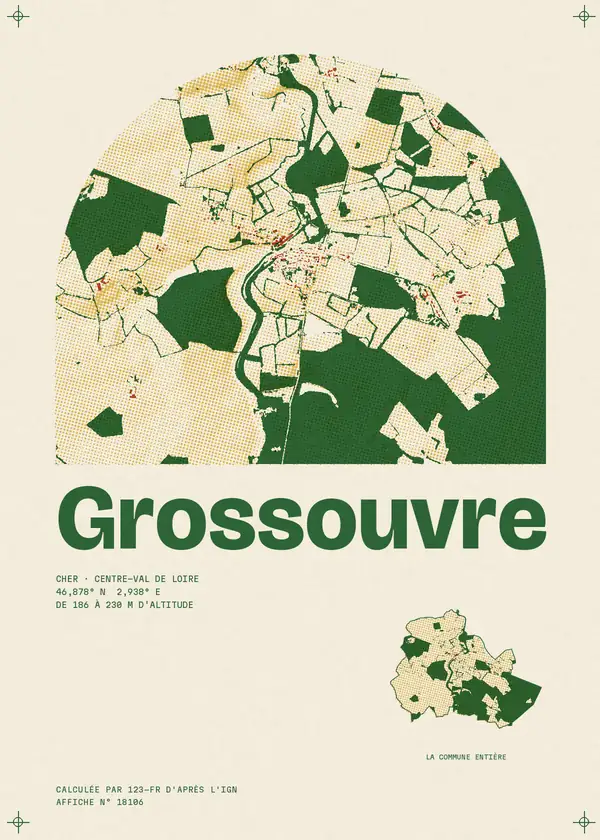 Affiche de Grossouvre, calculée par 123-fr d'après l'IGN