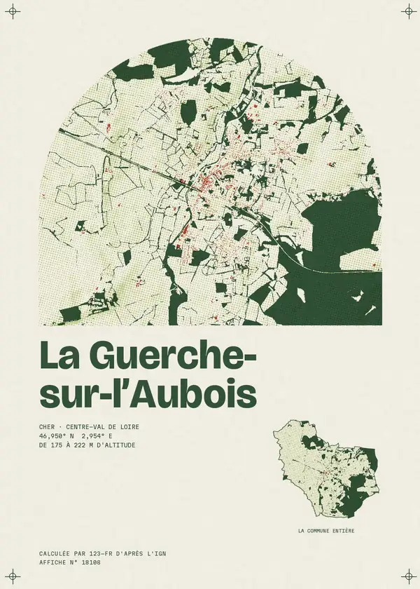 Affiche de La Guerche-sur-l'Aubois, calculée par 123-fr d'après l'IGN