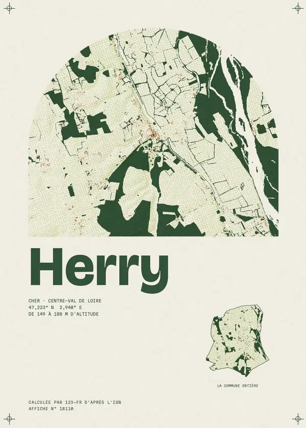 Affiche de Herry, calculée par 123-fr d'après l'IGN