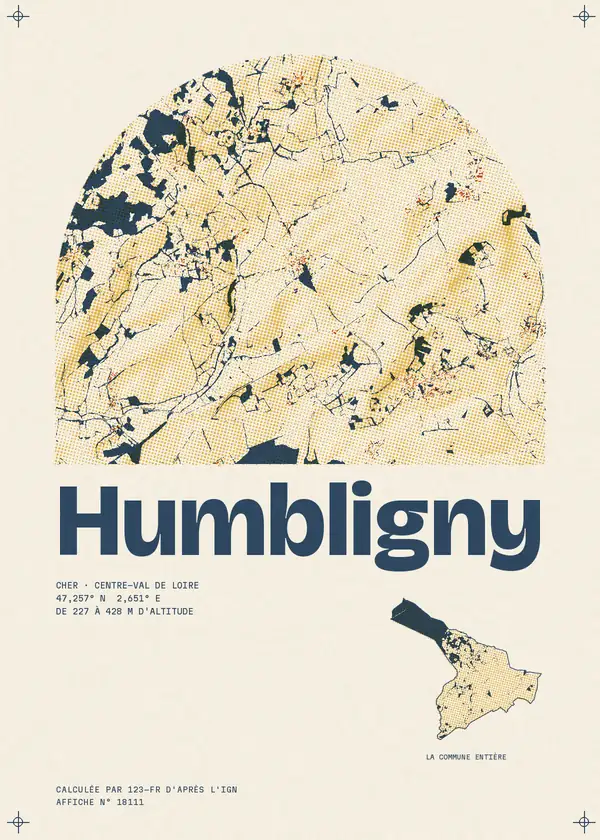 Affiche de Humbligny, calculée par 123-fr d'après l'IGN