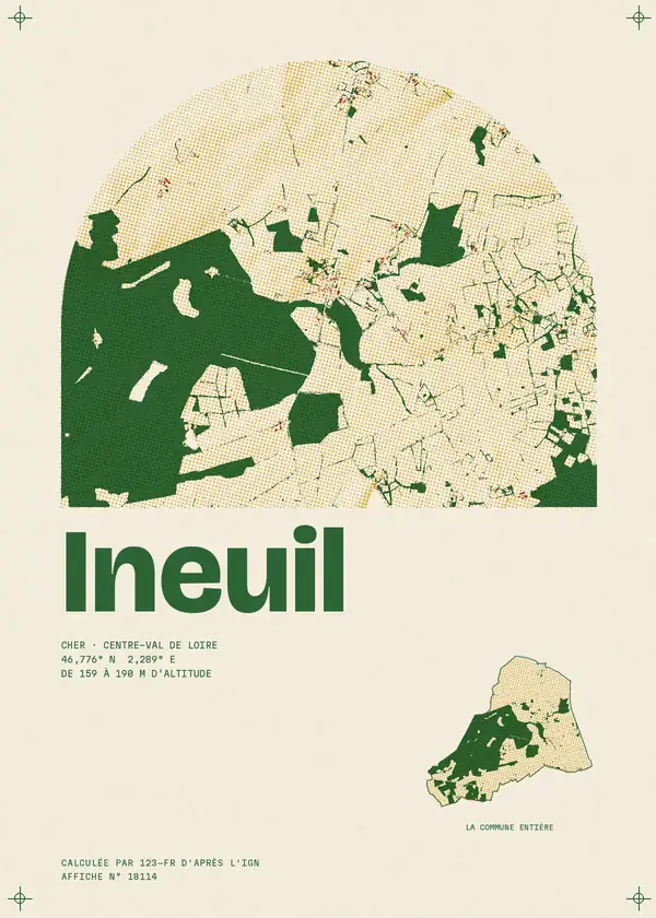 Affiche de Ineuil, calculée par 123-fr d'après l'IGN