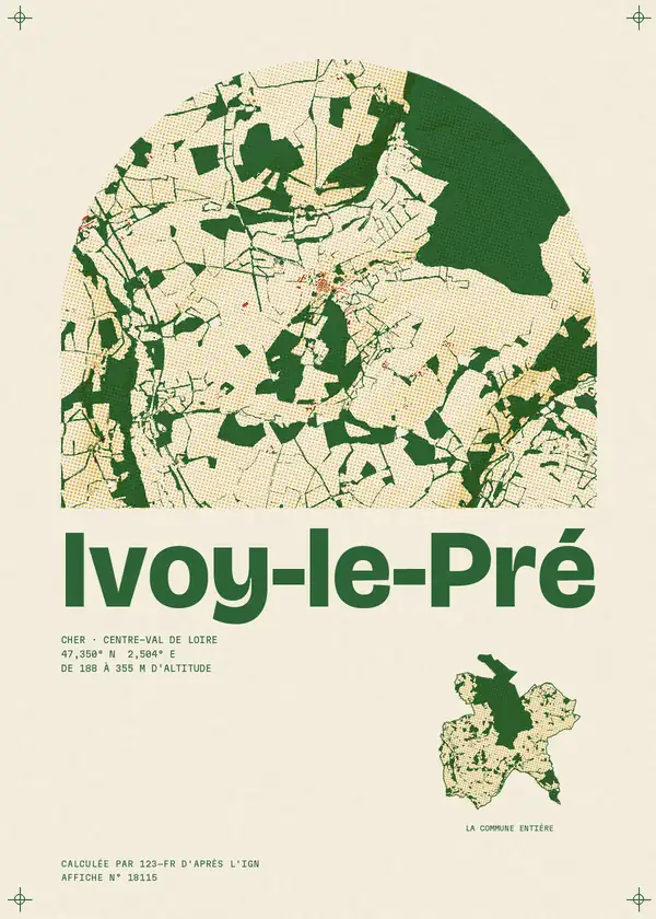 Affiche de Ivoy-le-Pré, calculée par 123-fr d'après l'IGN