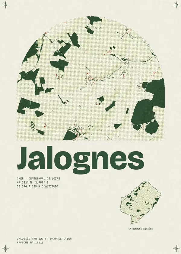 Affiche de Jalognes, calculée par 123-fr d'après l'IGN