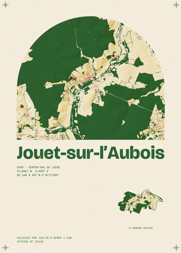 Affiche de Jouet-sur-l'Aubois, calculée par 123-fr d'après l'IGN