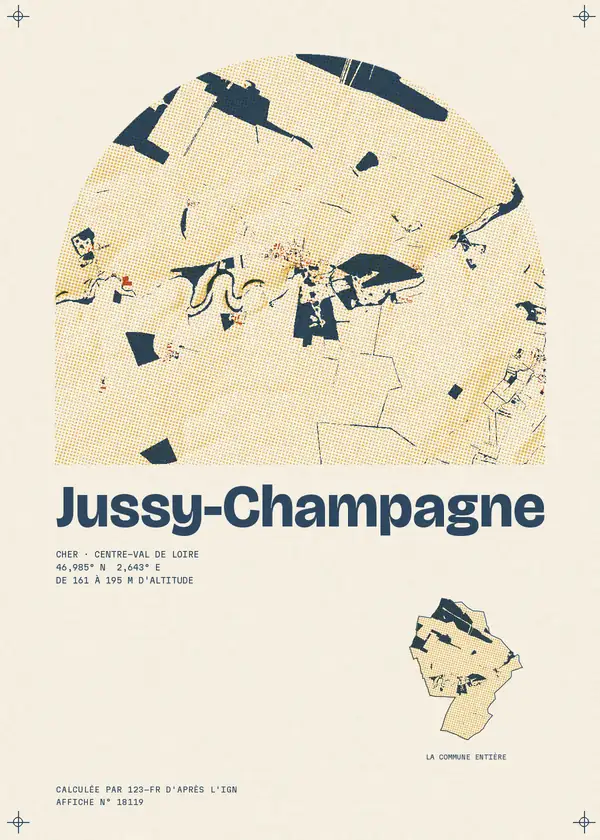 Affiche de Jussy-Champagne, calculée par 123-fr d'après l'IGN