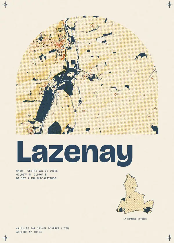Affiche de Lazenay, calculée par 123-fr d'après l'IGN