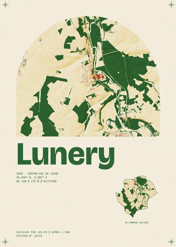 Affiche de Lunery, calculée par 123-fr d'après l'IGN