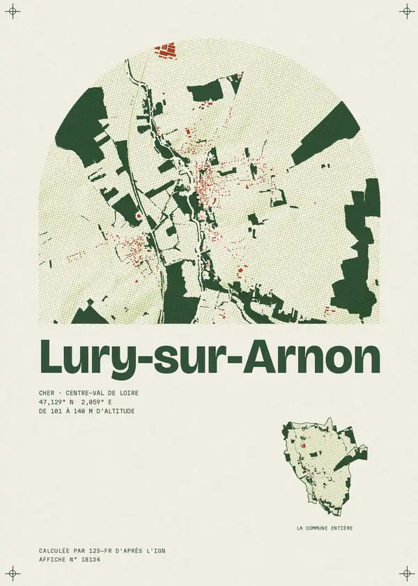 Affiche de Lury-sur-Arnon, calculée par 123-fr d'après l'IGN