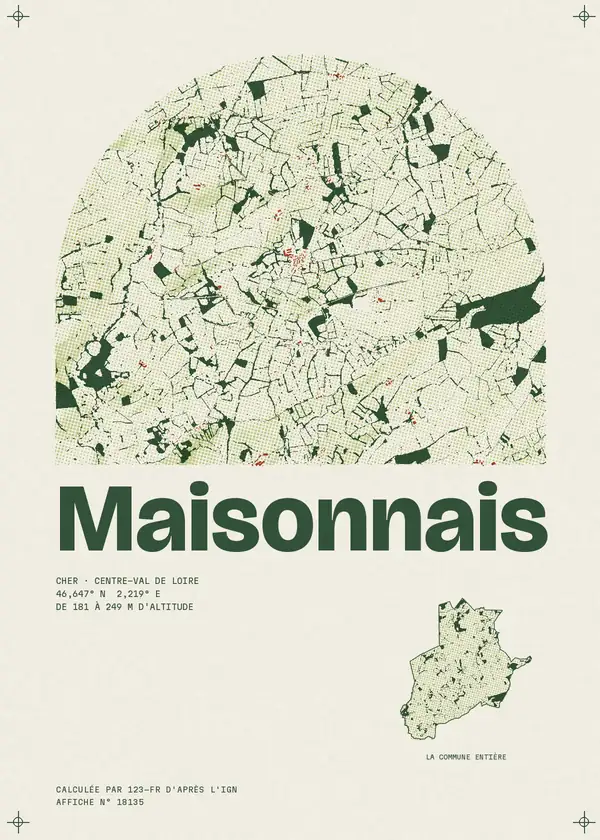 Affiche de Maisonnais, calculée par 123-fr d'après l'IGN