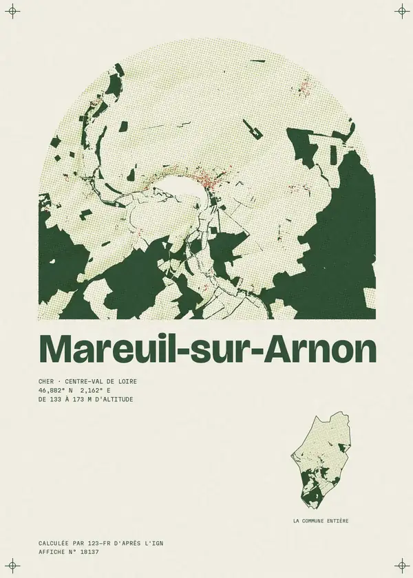 Affiche de Mareuil-sur-Arnon, calculée par 123-fr d'après l'IGN