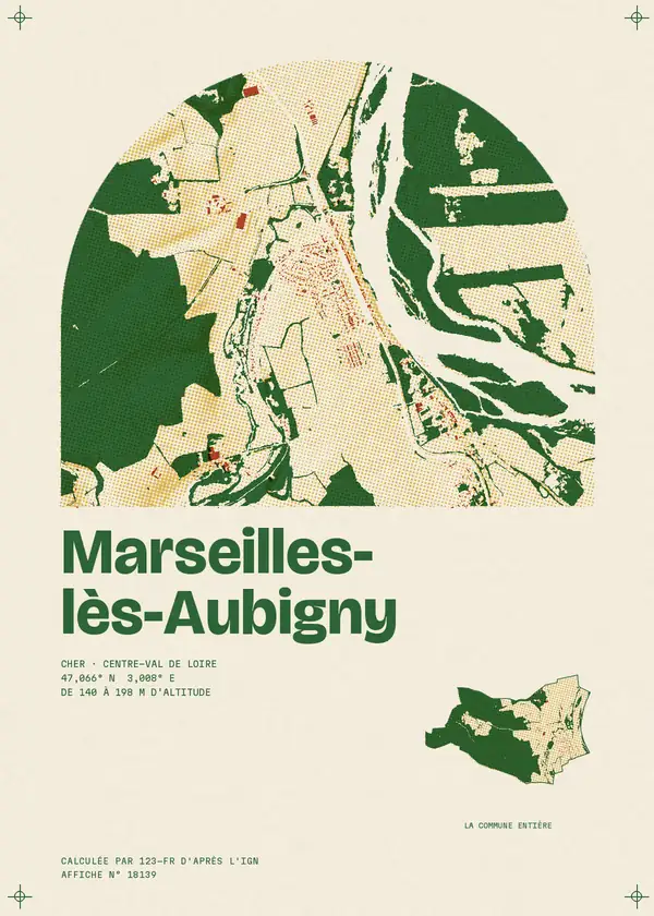 Affiche de Marseilles-lès-Aubigny, calculée par 123-fr d'après l'IGN