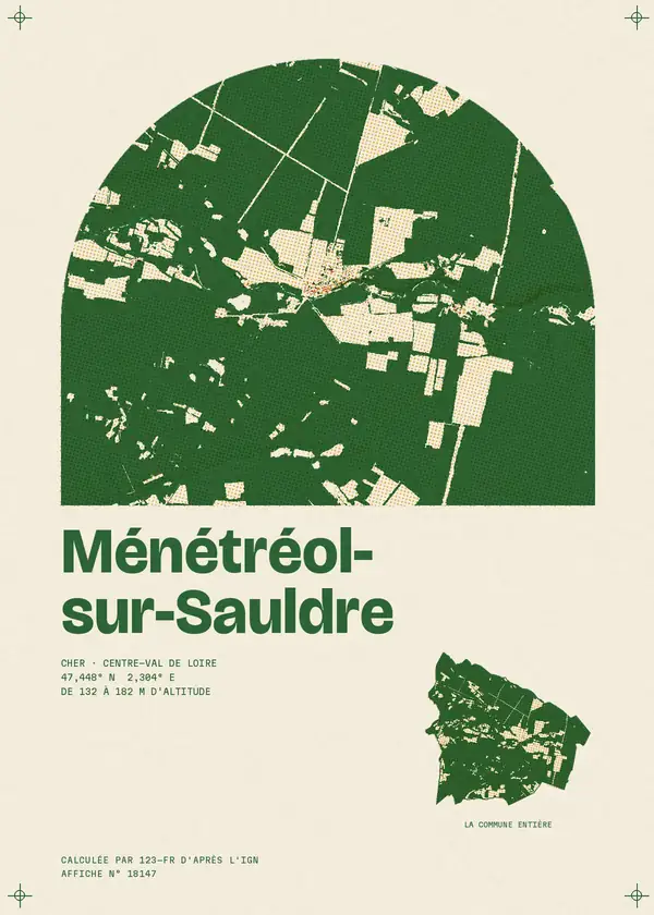 Affiche de Ménétréol-sur-Sauldre, calculée par 123-fr d'après l'IGN