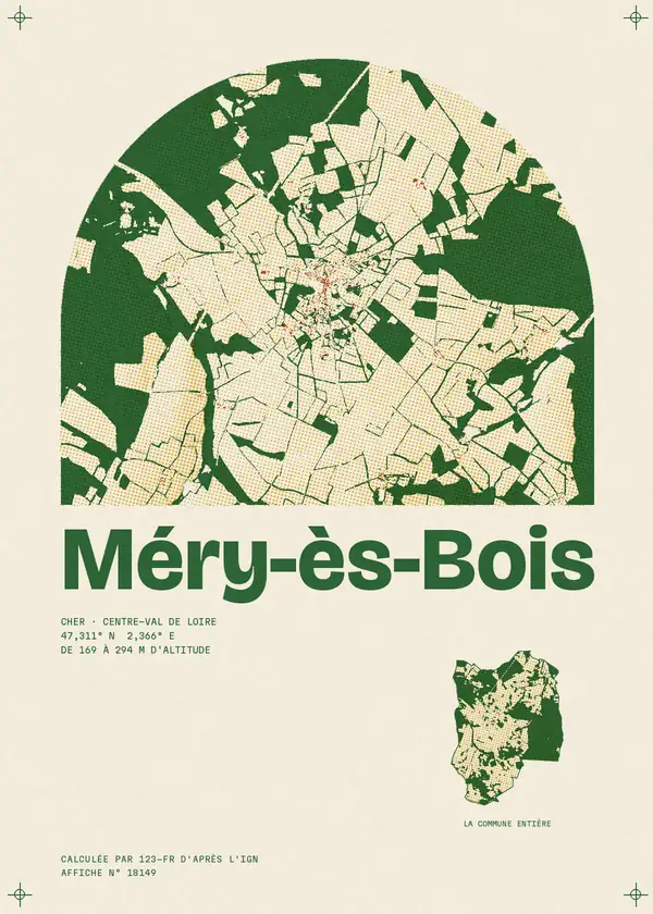 Affiche de Méry-ès-Bois, calculée par 123-fr d'après l'IGN