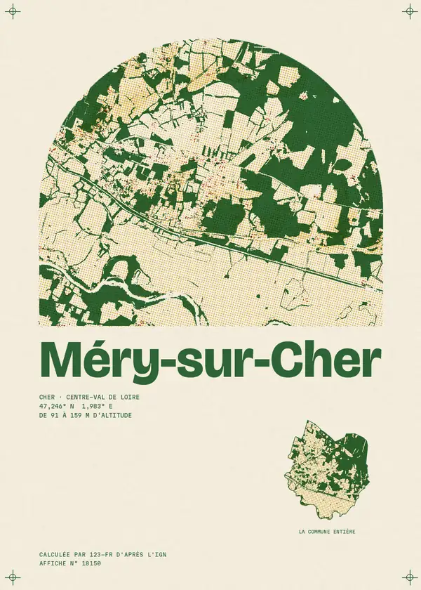 Affiche de Méry-sur-Cher, calculée par 123-fr d'après l'IGN