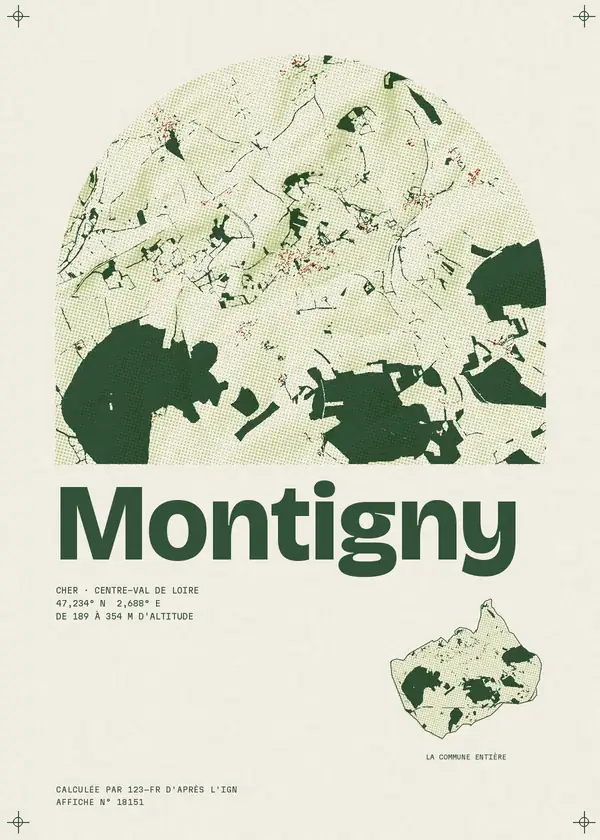 Affiche de Montigny, calculée par 123-fr d'après l'IGN