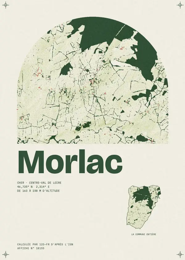 Affiche de Morlac, calculée par 123-fr d'après l'IGN