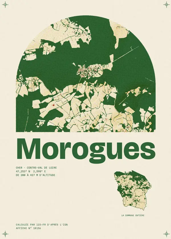 Affiche de Morogues, calculée par 123-fr d'après l'IGN