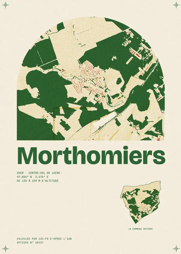 Affiche de Morthomiers, calculée par 123-fr d'après l'IGN