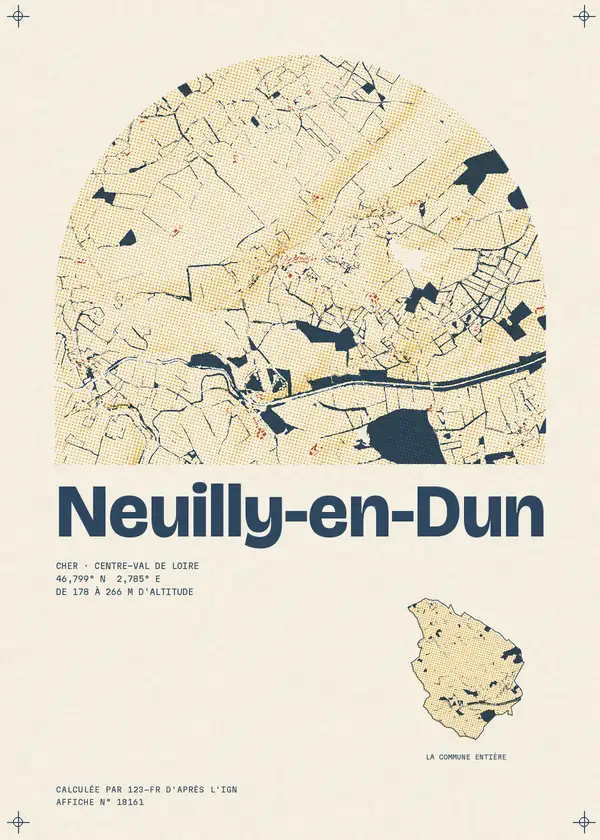 Affiche de Neuilly-en-Dun, calculée par 123-fr d'après l'IGN