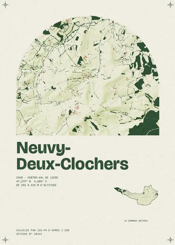 Affiche de Neuvy-Deux-Clochers, calculée par 123-fr d'après l'IGN