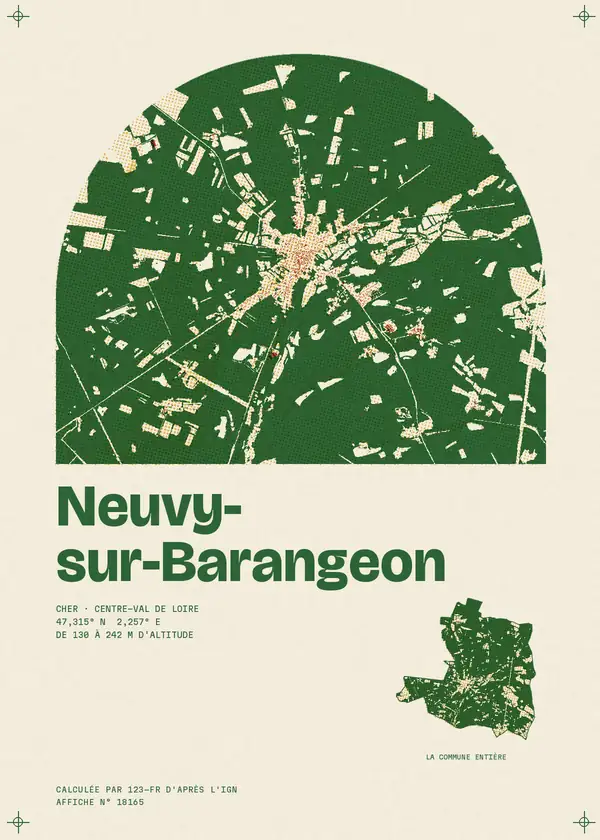 Affiche de Neuvy-sur-Barangeon, calculée par 123-fr d'après l'IGN