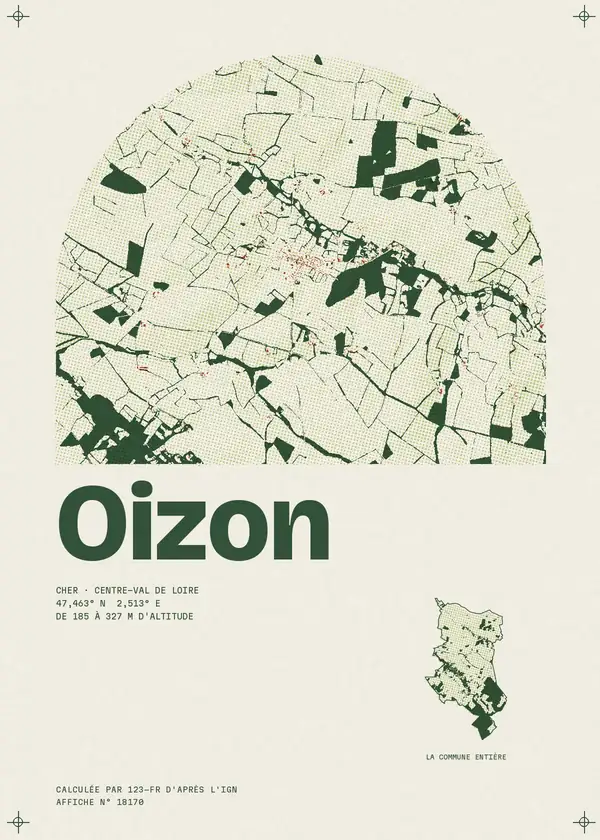 Affiche de Oizon, calculée par 123-fr d'après l'IGN