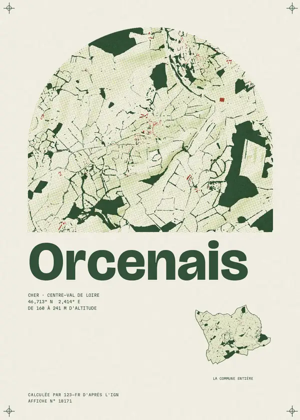 Affiche de Orcenais, calculée par 123-fr d'après l'IGN