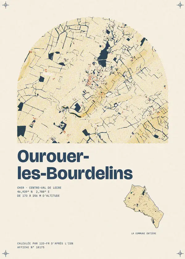 Affiche de Ourouer-les-Bourdelins, calculée par 123-fr d'après l'IGN