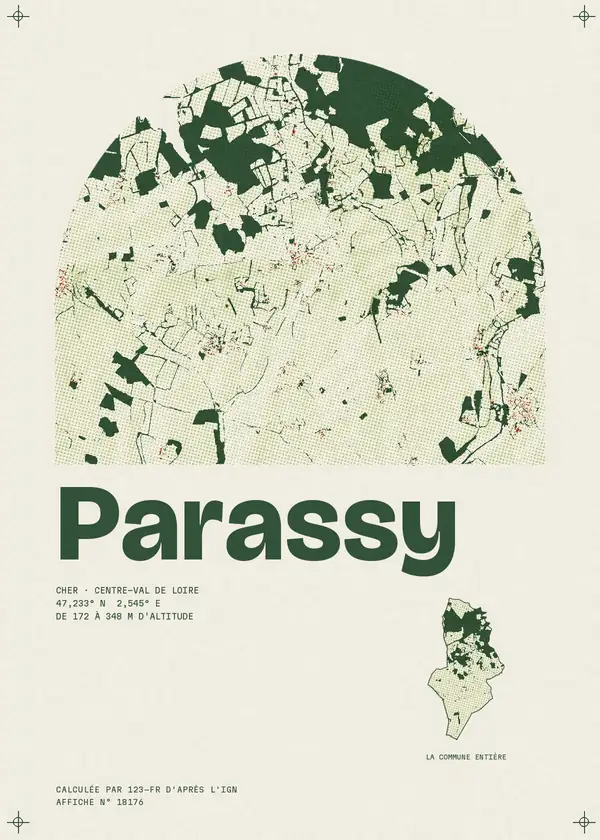 Affiche de Parassy, calculée par 123-fr d'après l'IGN