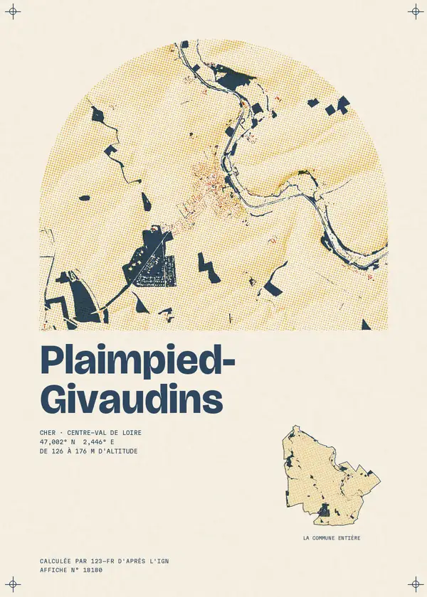 Affiche de Plaimpied-Givaudins, calculée par 123-fr d'après l'IGN