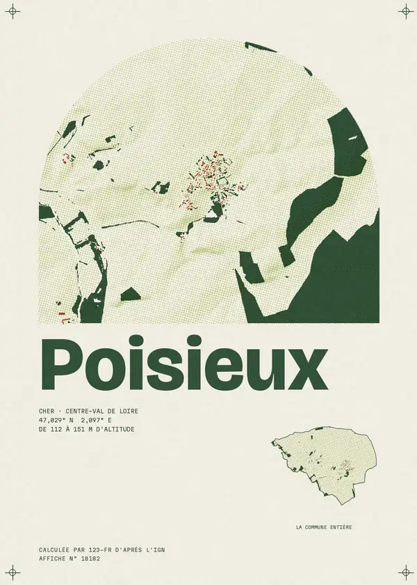 Affiche de Poisieux, calculée par 123-fr d'après l'IGN