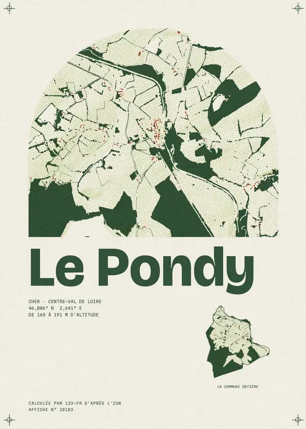 Affiche de Le Pondy, calculée par 123-fr d'après l'IGN