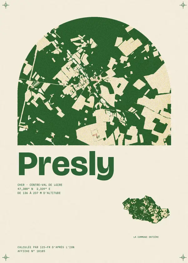 Affiche de Presly, calculée par 123-fr d'après l'IGN