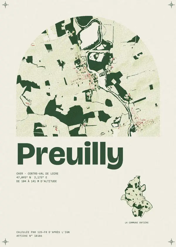 Affiche de Preuilly, calculée par 123-fr d'après l'IGN