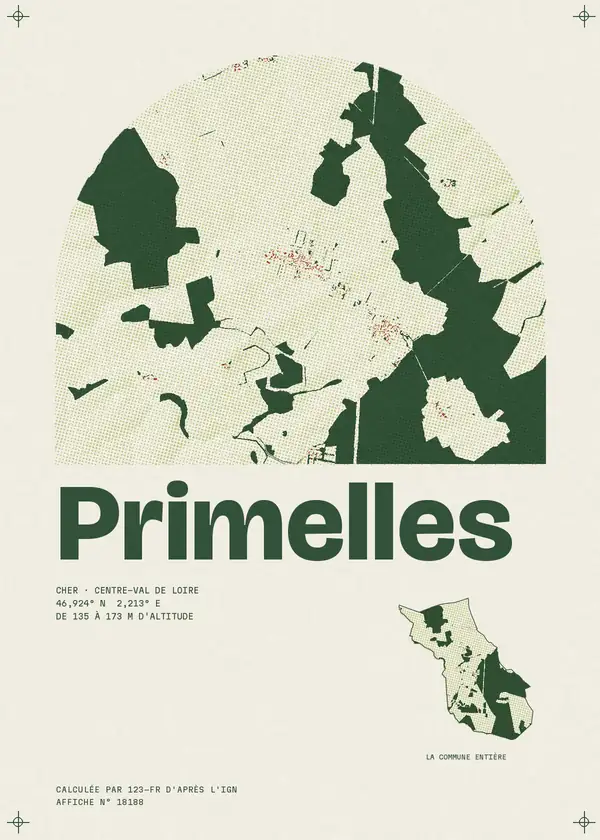 Affiche de Primelles, calculée par 123-fr d'après l'IGN