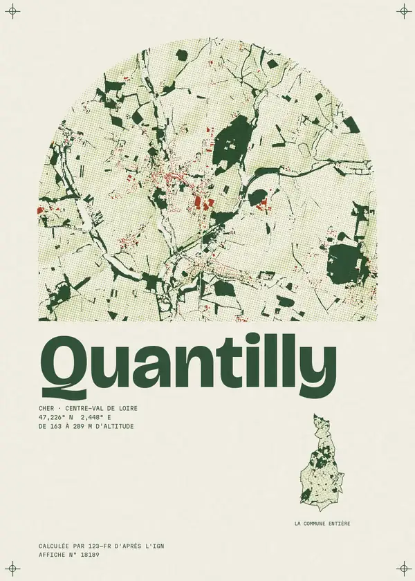 Affiche de Quantilly, calculée par 123-fr d'après l'IGN