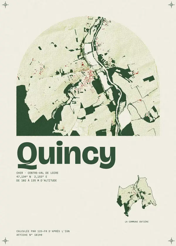 Affiche de Quincy, calculée par 123-fr d'après l'IGN