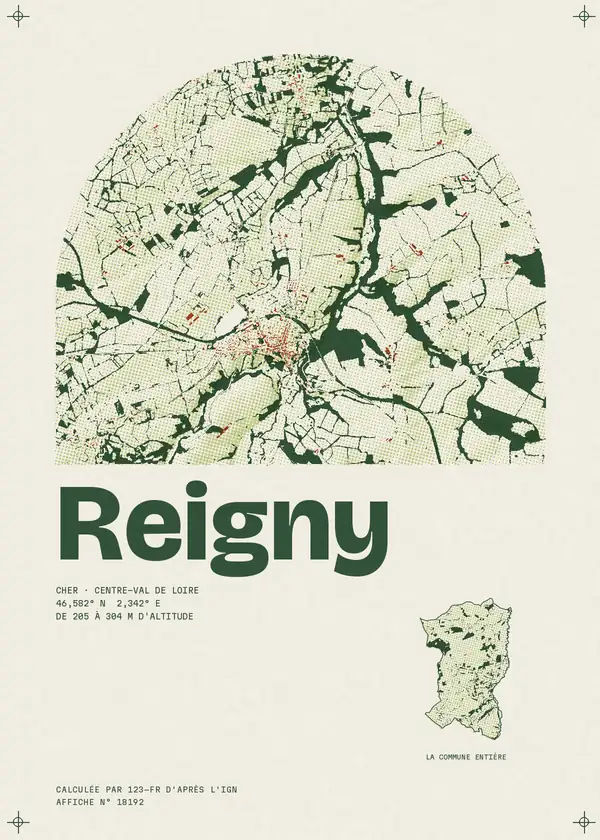 Affiche de Reigny, calculée par 123-fr d'après l'IGN