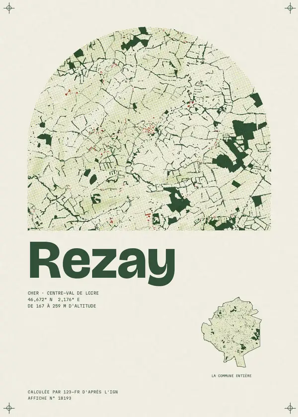 Affiche de Rezay, calculée par 123-fr d'après l'IGN