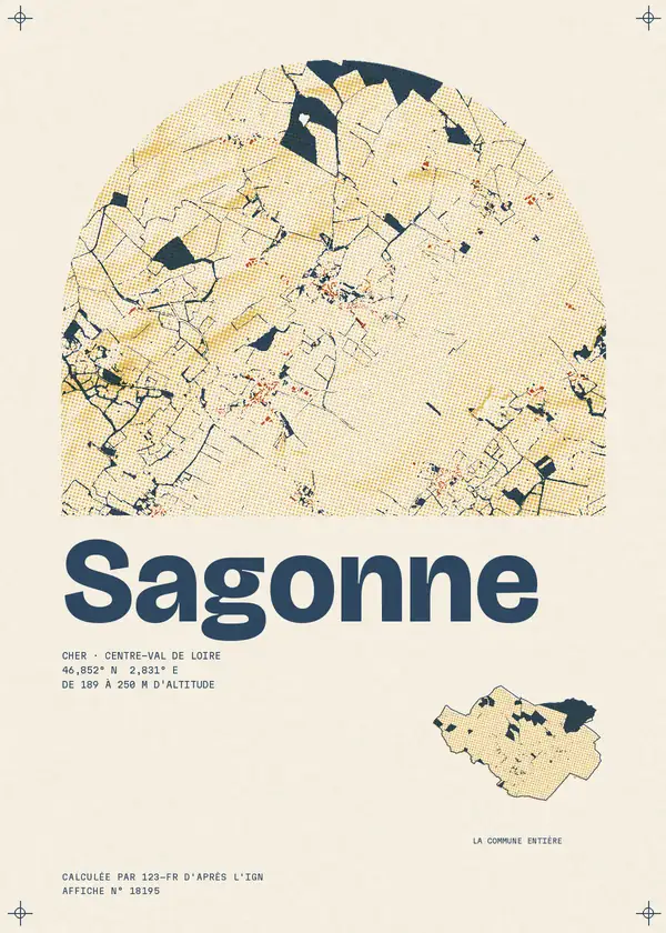 Affiche de Sagonne, calculée par 123-fr d'après l'IGN