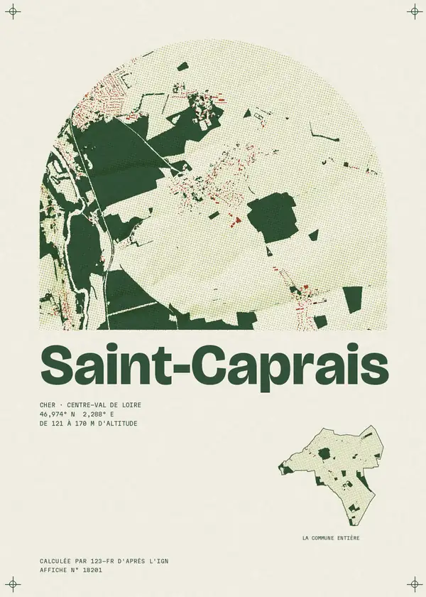 Affiche de Saint-Caprais, calculée par 123-fr d'après l'IGN