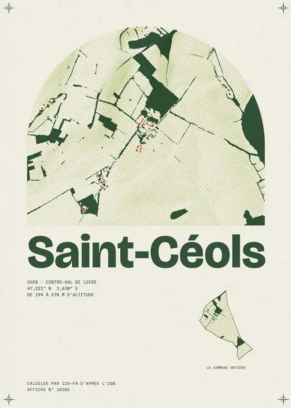 Affiche de Saint-Céols, calculée par 123-fr d'après l'IGN
