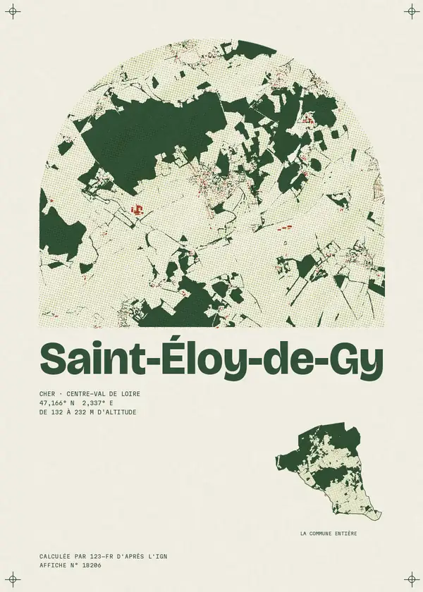 Affiche de Saint-Éloy-de-Gy, calculée par 123-fr d'après l'IGN