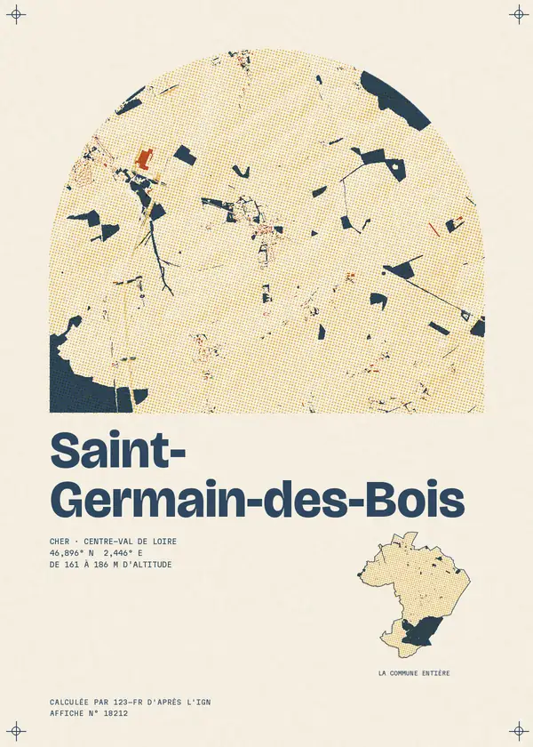 Affiche de Saint-Germain-des-Bois, calculée par 123-fr d'après l'IGN
