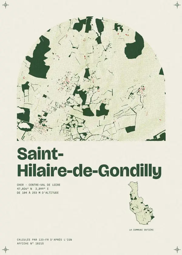 Affiche de Saint-Hilaire-de-Gondilly, calculée par 123-fr d'après l'IGN