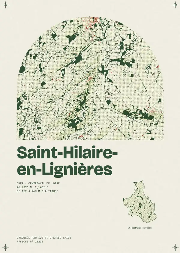 Affiche de Saint-Hilaire-en-Lignières, calculée par 123-fr d'après l'IGN