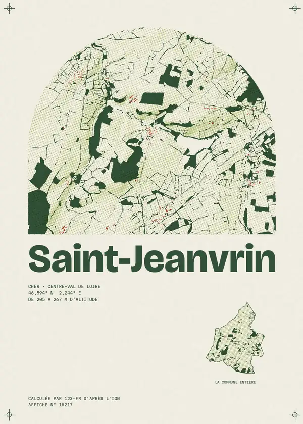 Affiche de Saint-Jeanvrin, calculée par 123-fr d'après l'IGN