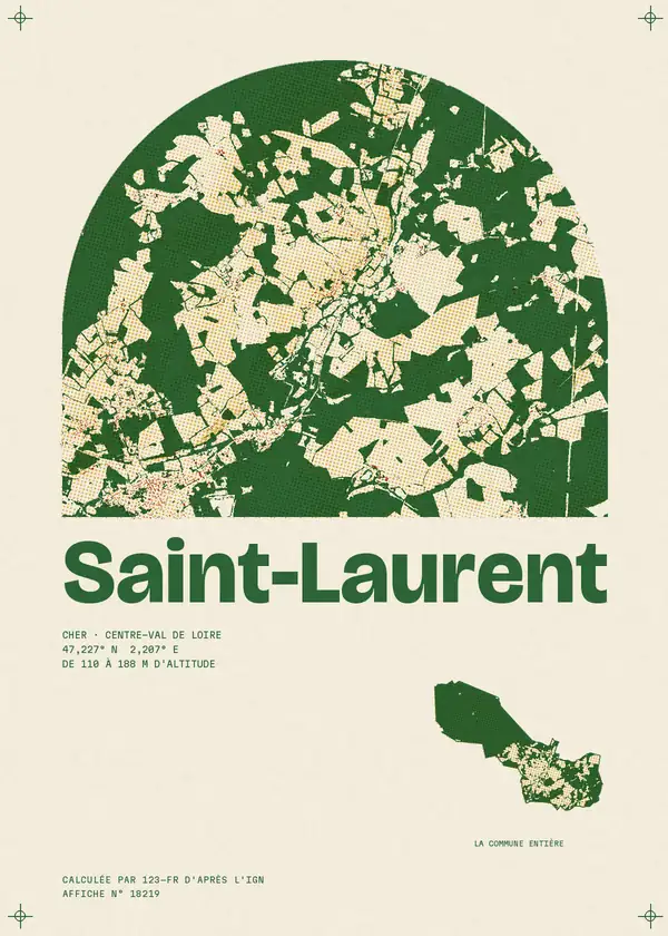 Affiche de Saint-Laurent, calculée par 123-fr d'après l'IGN