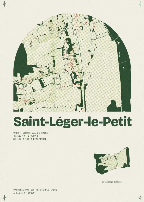 Affiche de Saint-Léger-le-Petit, calculée par 123-fr d'après l'IGN